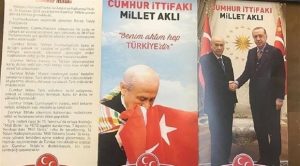 Seçim broşüründe, MHP Genel Başkanı Devlet Bahçeli ile Cumhurbaşkanı ve