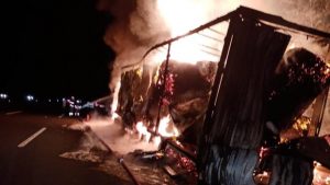 Kırklareli'nin Lüleburgaz ilçesinde yangın çıkan TIR kullanılamaz hale geldi.