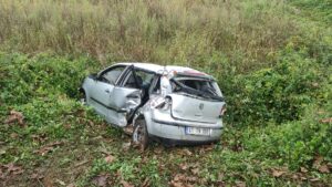 SAKARYA (AA) – Sakarya'nın Adapazarı ilçesinde otomobilin şarampole devrilmesi sonucu