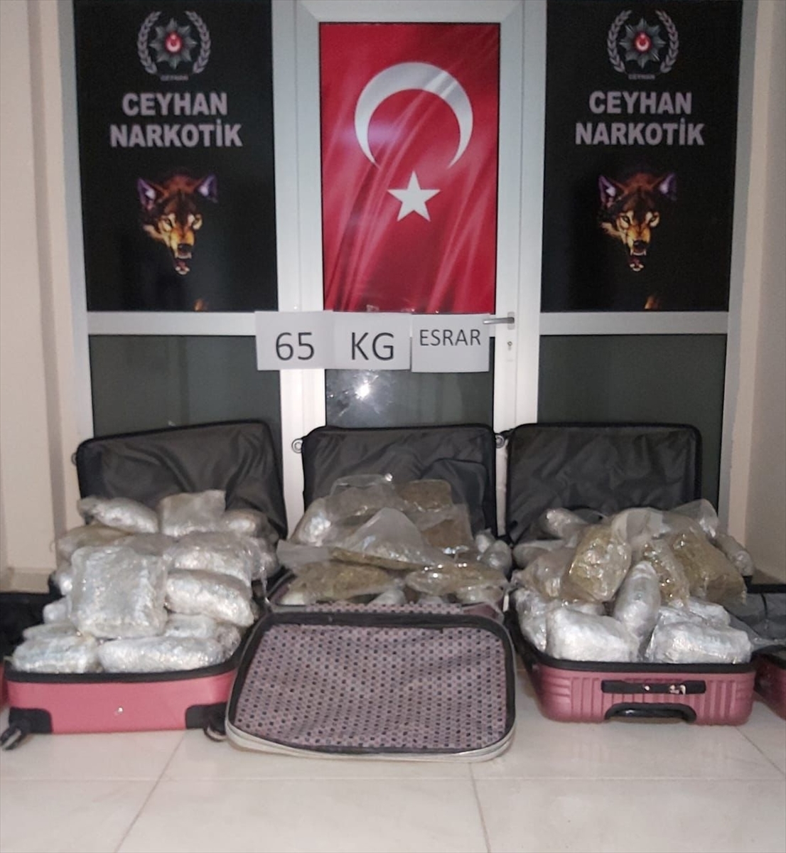Adana'da kuru üzüm yüklü tırın dorsesinde 65 kilogram esrar ele geçirildi