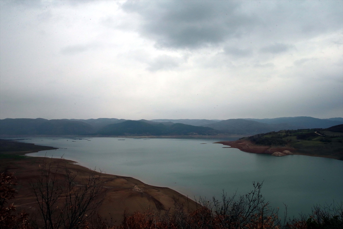 Almus Baraj Gölü'ndeki suyun azalmasına dövizlerle dikkati çektiler