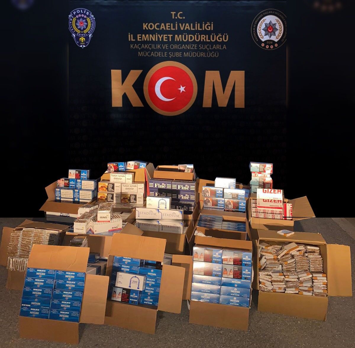 Kocaeli'de 308 bin makaron ve 285 kilogram tütün ele geçirildi