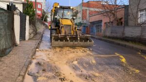 - Sokağı kaplayan sular, iki ev ve bir markette hasara