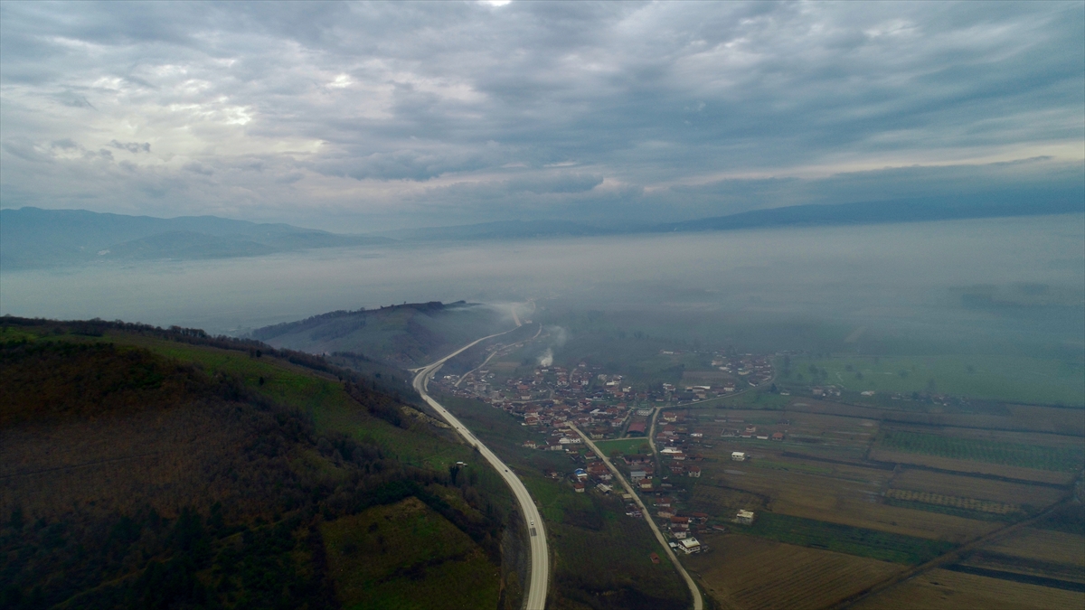 Efteni Gölü Kuş Cenneti'ndeki sis, drone ile görüntülendi