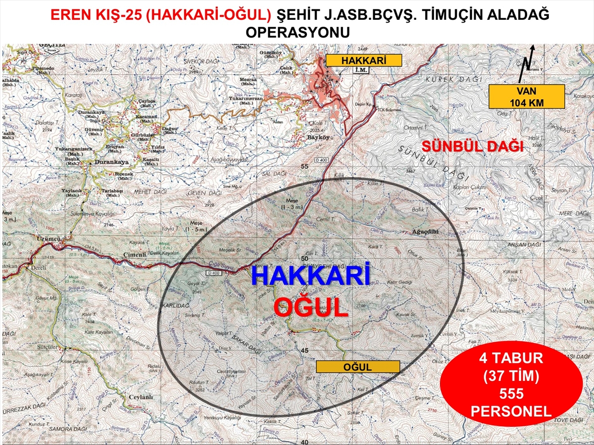 Eren Kış-25 Şehit Jandarma Astsubay Başçavuş Timuçin Aladağ Operasyonu başlatıldı