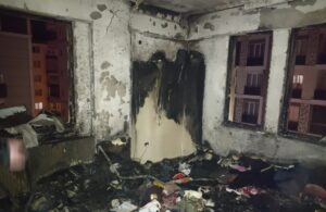 - Apartmanın penceresinden çıkan alevler, cep telefonu kamerasıyla kaydedildi