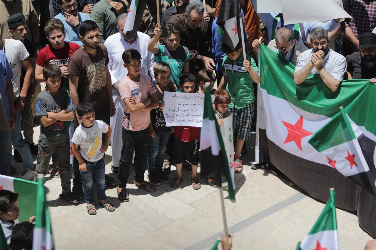 Tel Rıfatlılar topraklarında yuvalanan YPG/PKK ile Esed rejimi unsurlarını protesto etti