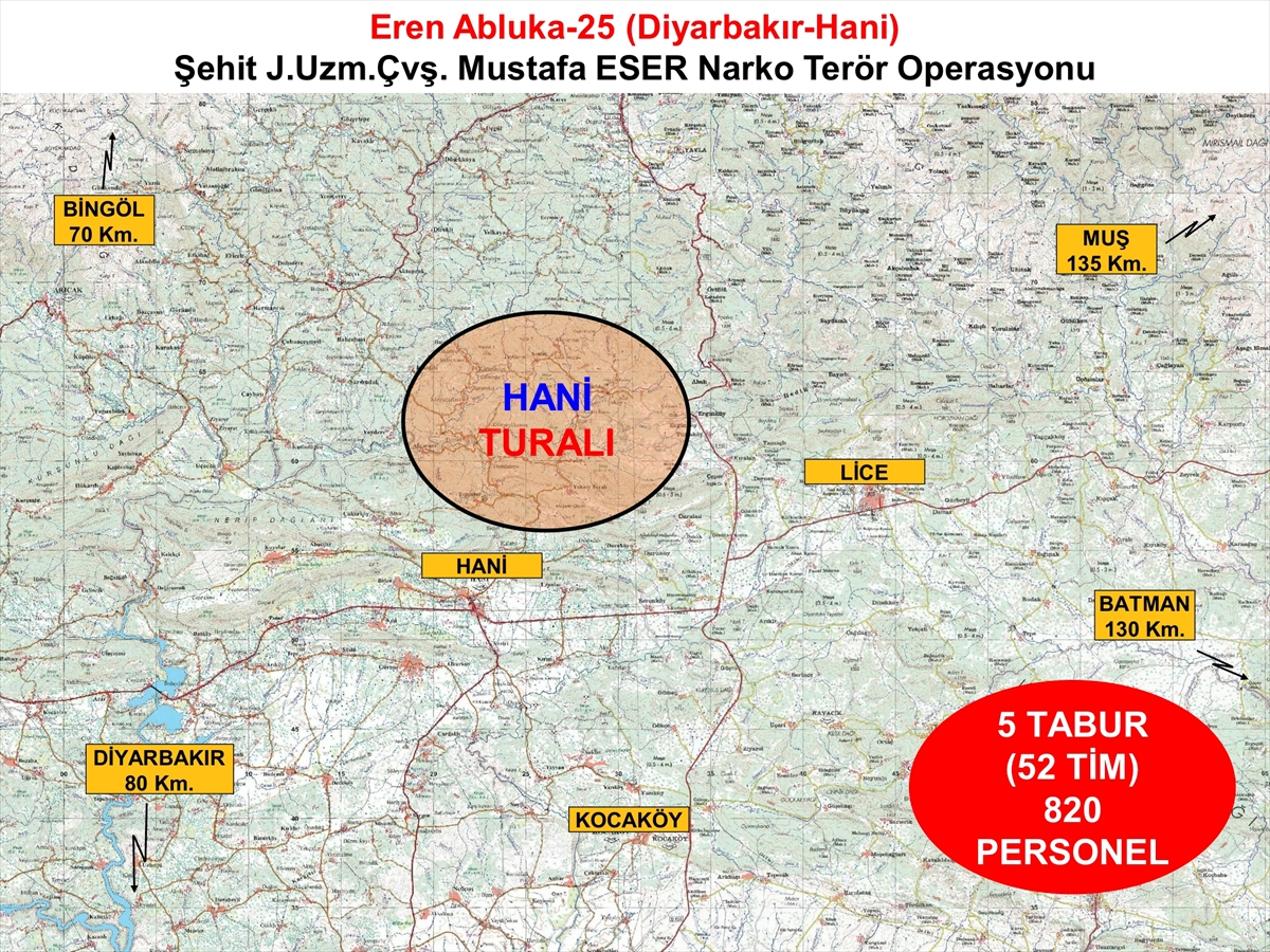 Diyarbakır'da Eren Abluka-25 Şehit Jandarma Uzman Çavuş Mustafa Eser Narko Terör Operasyonu başlatıldı