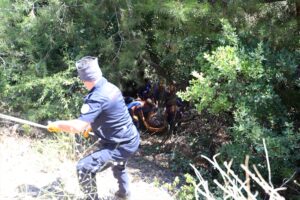 BURSA (AA) – Bursa'nın Nilüfer ilçesinde, ormanlık alanda düşüp yaralanan