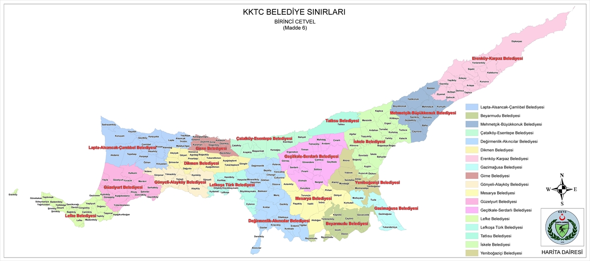 KKTC'de sayısı 18'e düşürülen belediyelerin sınırları ilan edildi