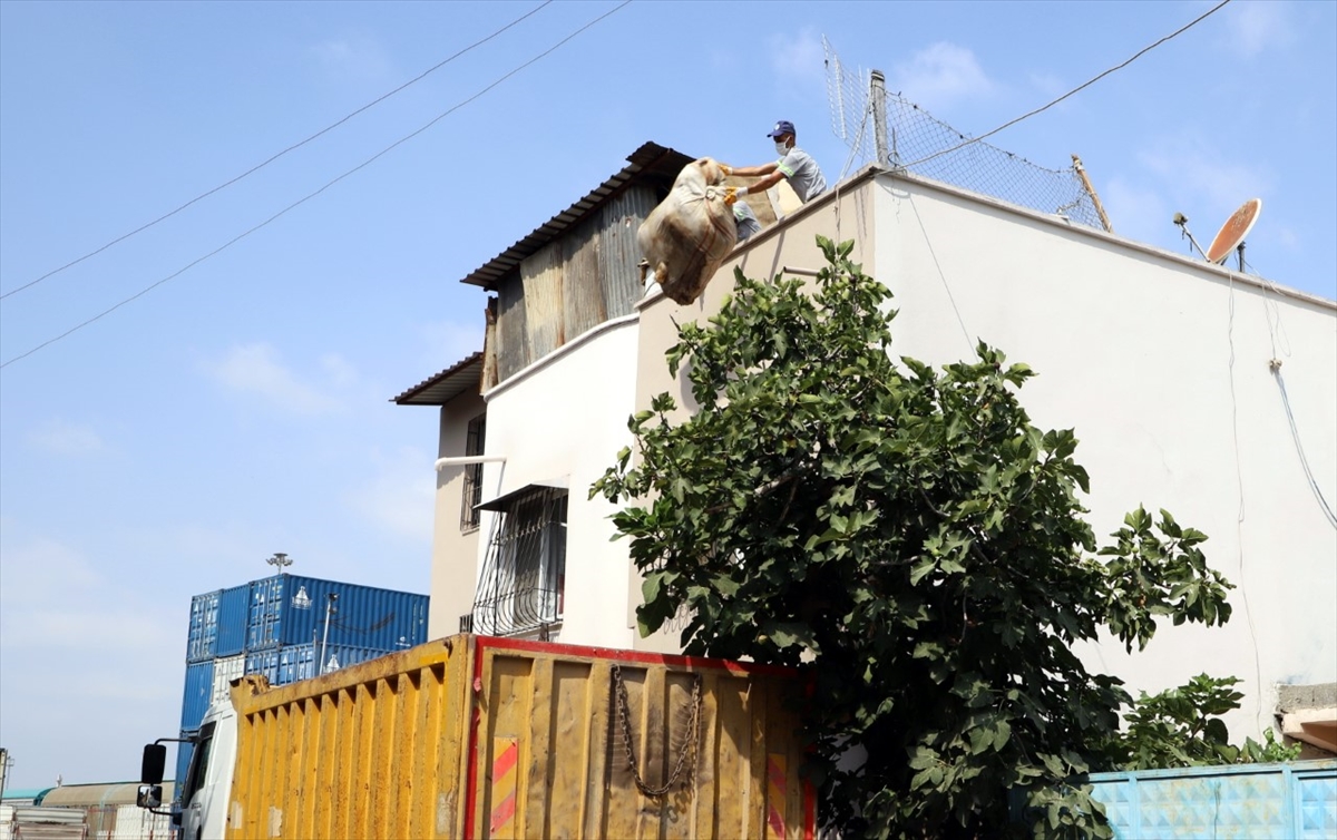 Mersin'de iki katlı binadan 3 kamyon çöp çıktı