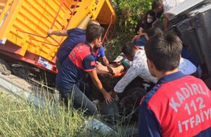 OSMANİYE (AA) – Osmaniye'nin Kadirli ilçesinde tırın devrilmesi sonucu sürücü