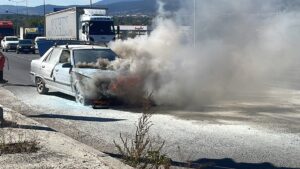 BOLU (AA) – Bolu'da seyir halindeki otomobilde çıkan ve yoldan