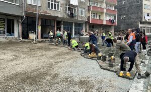 ARTVİN (AA) – Artvin'in Borçka ilçesinde cadde ve sokaklardaki parke
