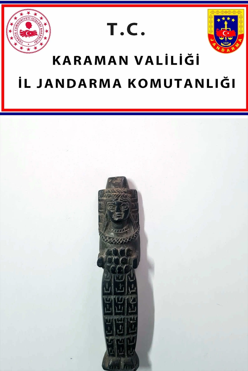 Karaman'da elindeki tarihi eseri satmaya çalışan kişi yakalandı