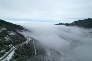 KASTAMONU (AA) – Küre Dağları'nda kar yağışı ve sis etkili