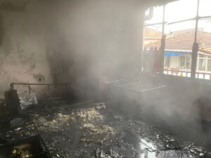 SAMSUN (AA) – Samsun'un Alaçam ilçesinde bir evde çıkan yangında