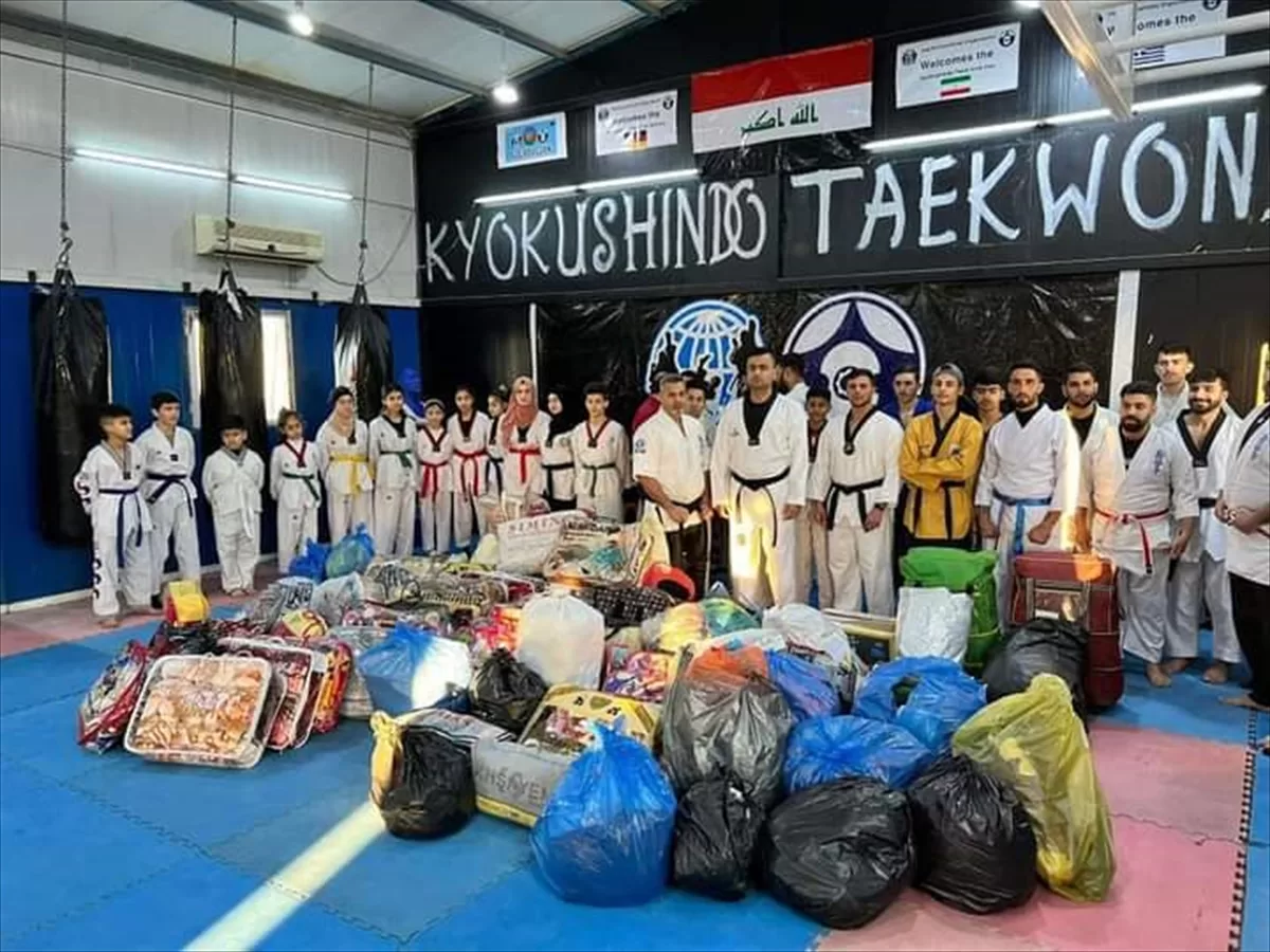 Türkmen tekvandocular, depremzedeler için yardım malzemeleri topladı