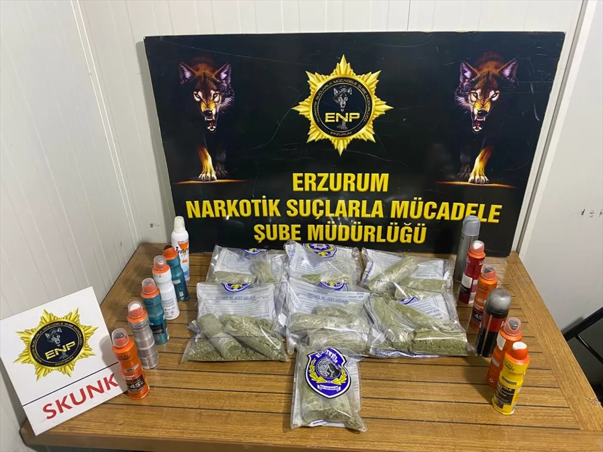 Erzurum'da saç sprey tüplerine gizlenmiş 5 kilo 4 gram uyuşturucu ele geçirildi