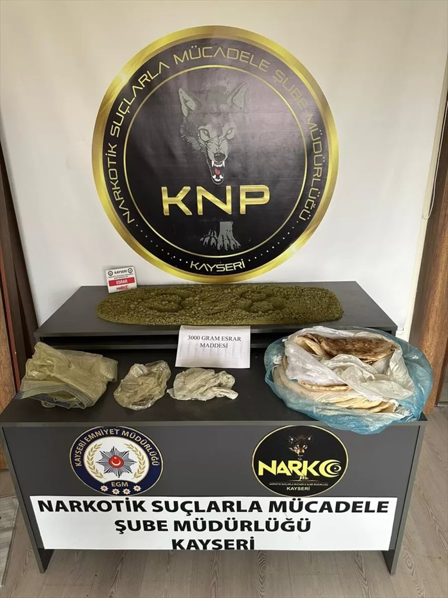 Kayseri'de 3 kilogram esrar ele geçirildi