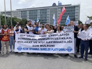İSTANBUL (AA) – İstanbul Büyükşehir Belediyesi (İBB) önünde basın açıklaması