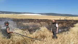 ESKİŞEHİR (AA) – Eskişehir'in Seyitgazi ilçesinde bir tarlada çıkan yangında