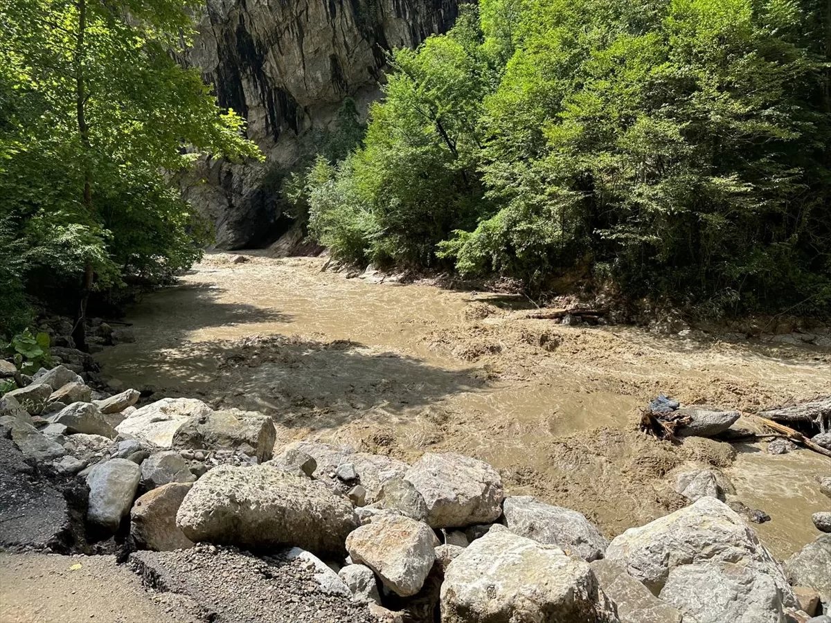 Karabük Valisi Gürel ve milletvekilleri, selden zarar gören alanlarda incelemede bulundu