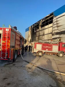 MUĞLA (AA) – Muğla'nın Menteşe ilçesinde, lojistik deposunda çıkan yangın,