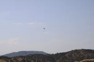 ANKARA (AA) – Ankara'nın Çubuk ilçesinde çıkan orman yangını, havadan