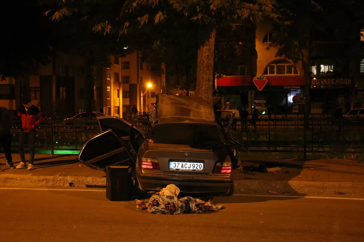 Kastamonu'da ağaca çarpan otomobildeki 2 kişi yaralandı