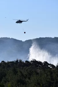 MANİSA (AA) – Manisa'nın Soma ilçesinde çıkan orman yangını havadan