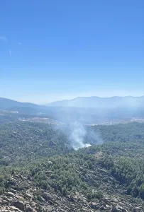 MUĞLA (AA) – Muğla'nın Milas ilçesinde çıkan orman yangını, havadan