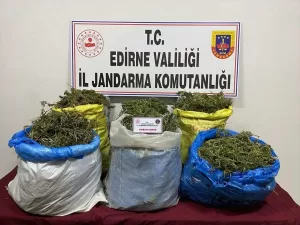 EDİRNE (AA) – Edirne'de Meriç Nehri'nde şişme botta 33 kilo