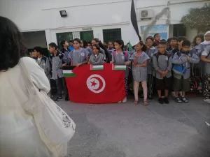 TUNUS (AA) – Tunus eğitim kurumlarında, Filistin ile dayanışma için