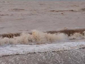 - Burhaniye ilçesinde derelerin taşıdığı çamurlu su nedeniyle denizin rengi