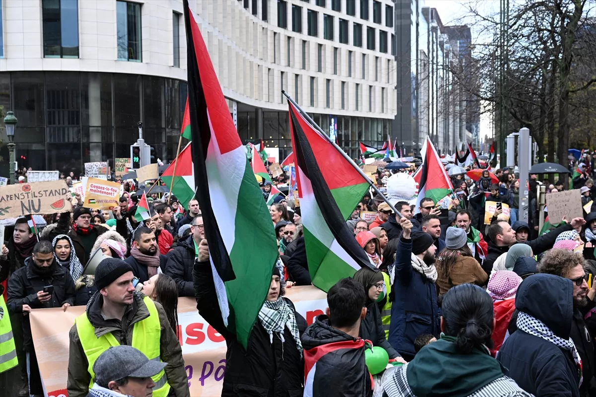 Brüksel'de “Filistin için Avrupa yürüyüşü” düzenlendi
