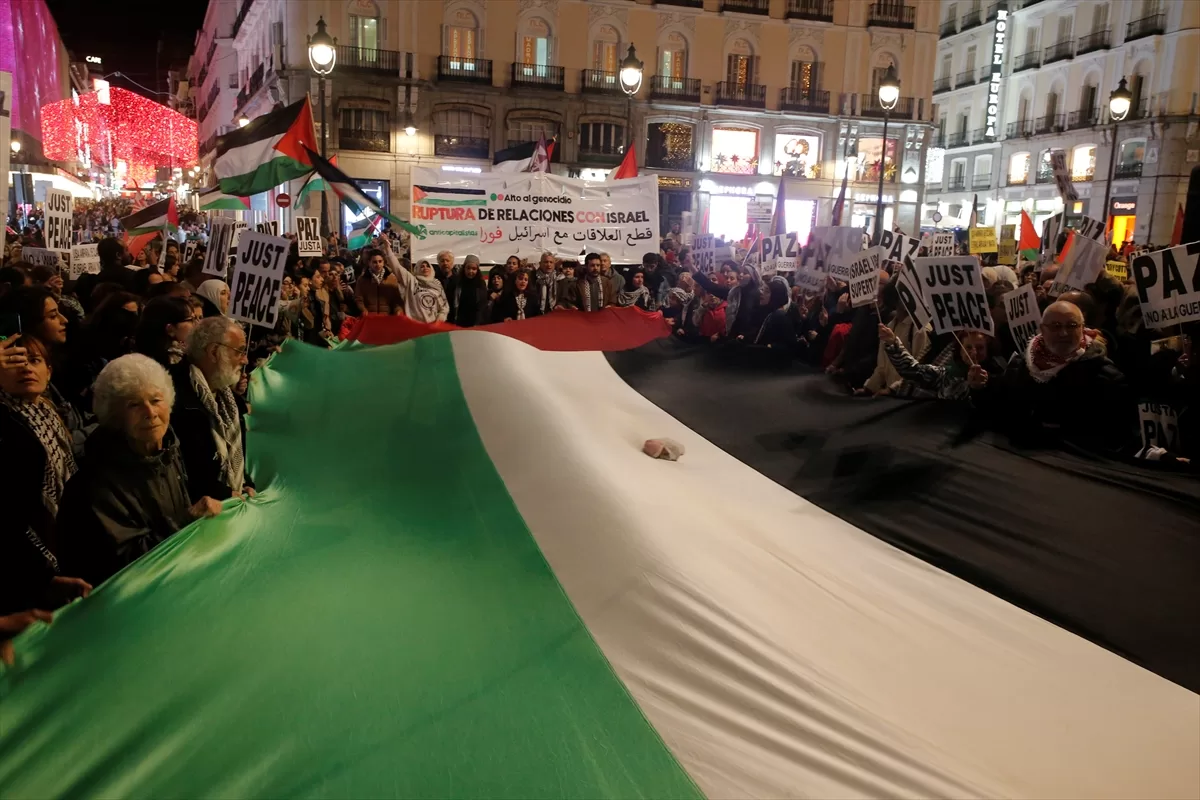 İspanya genelinde Filistin halkıyla dayanışma gösterileri