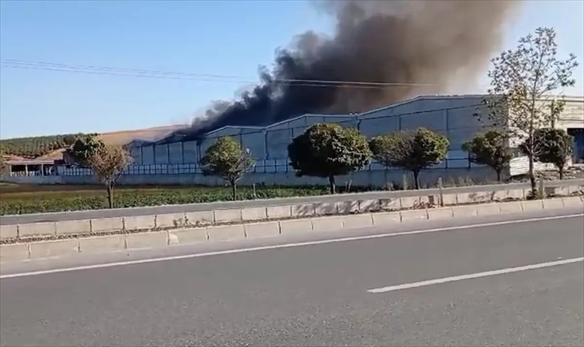 Kahramanmaraş'ta tekstil fabrikasının deposunda çıkan yangına müdahale ediliyor