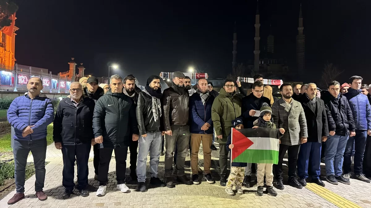 ABD'nin Gazze'de insani ateşkes istenen tasarıyı vetosu Trakya'da protesto edildi