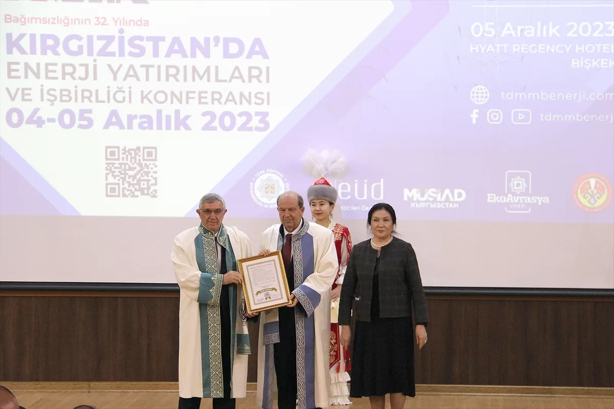 Kırgızistan-Türkiye Manas Üniversitesinden, KKTC Cumhurbaşkanı Tatar'a “fahri doktora” unvanı