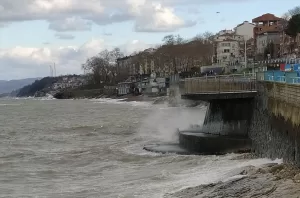 DÜZCE (AA) – Düzce’nin Akçakoca ilçesinde kuvvetli rüzgar etkisini gösterdi.