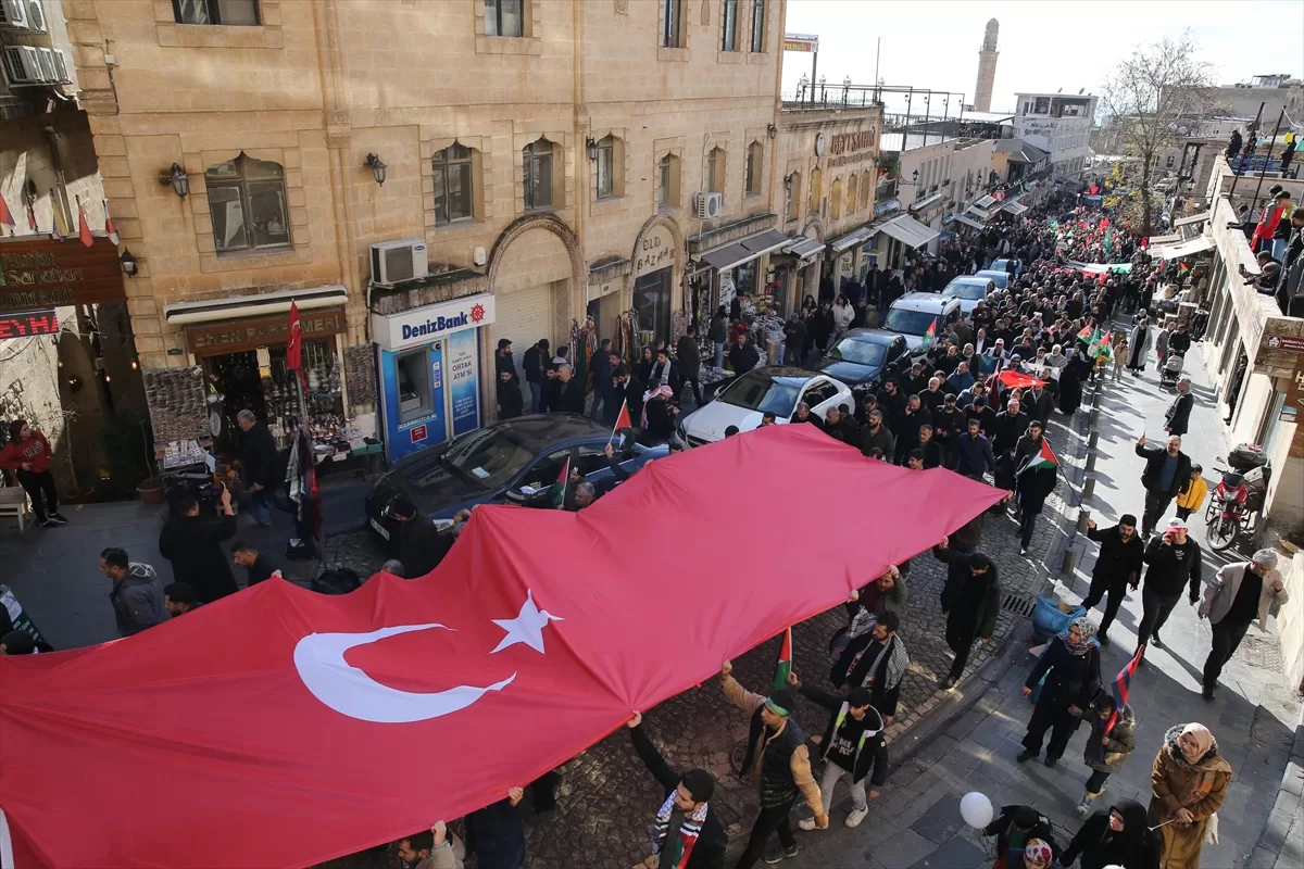 Mardin'de teröre tepki, Gazze'ye destek yürüyüşü