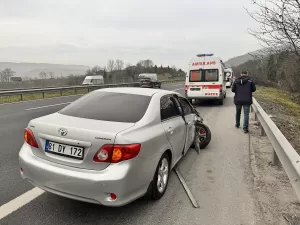 DÜZCE (AA) – Anadolu Otoyolu'nun Düzce kesiminde tankere çarpan otomobildeki