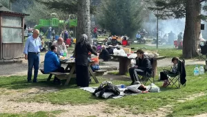 - Tabiat parkı yolunda araç kuyruğu oluştu