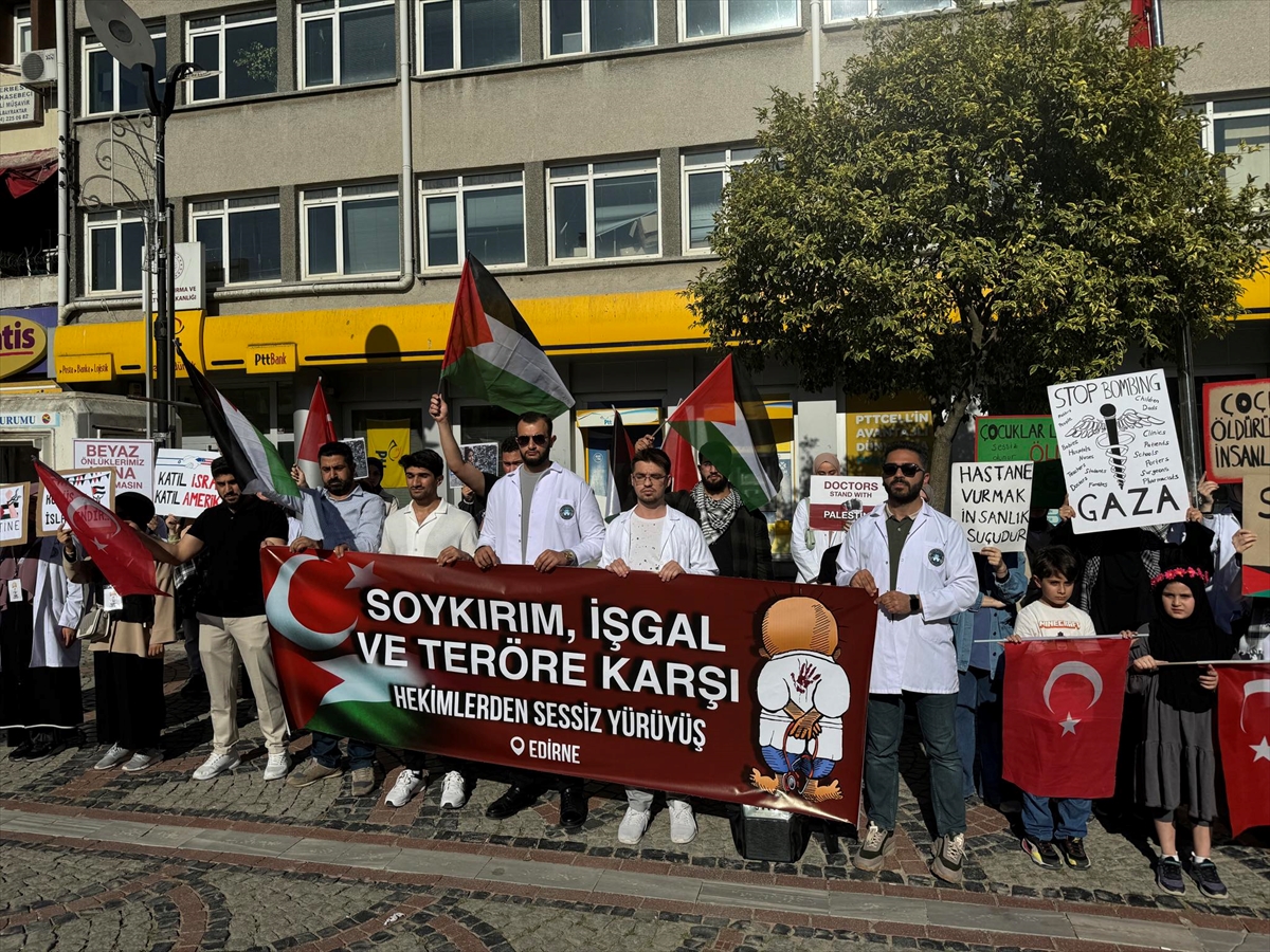 Edirne ve Kırklareli'nde İsrail'in Gazze'ye yönelik saldırıları protesto edildi