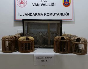 VAN (AA) – Van'ın Muradiye ilçesinde kaçak avladıkları 38 keklikle