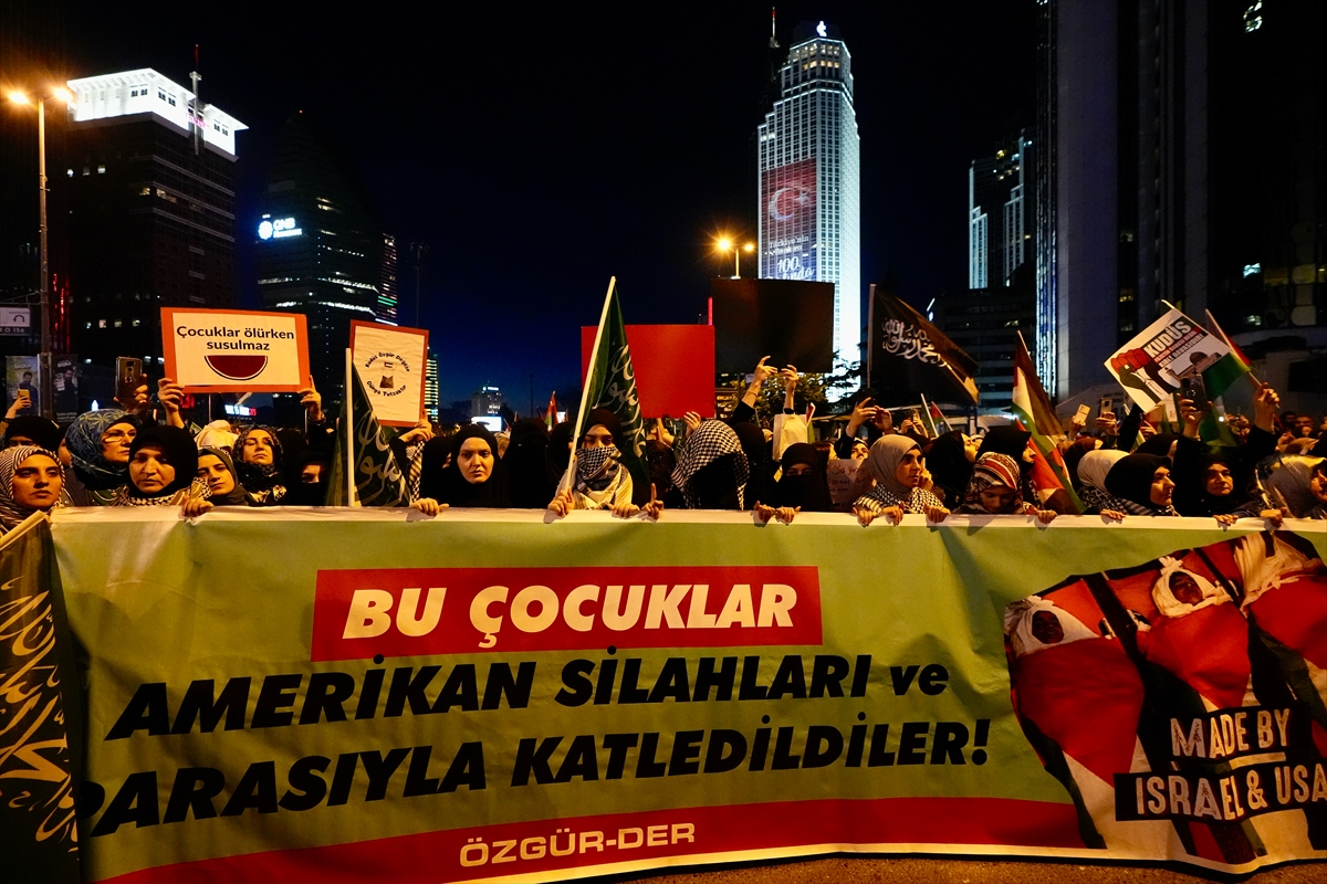 İsrail'in İstanbul Başkonsolosluğu önünde Gazze protestosu