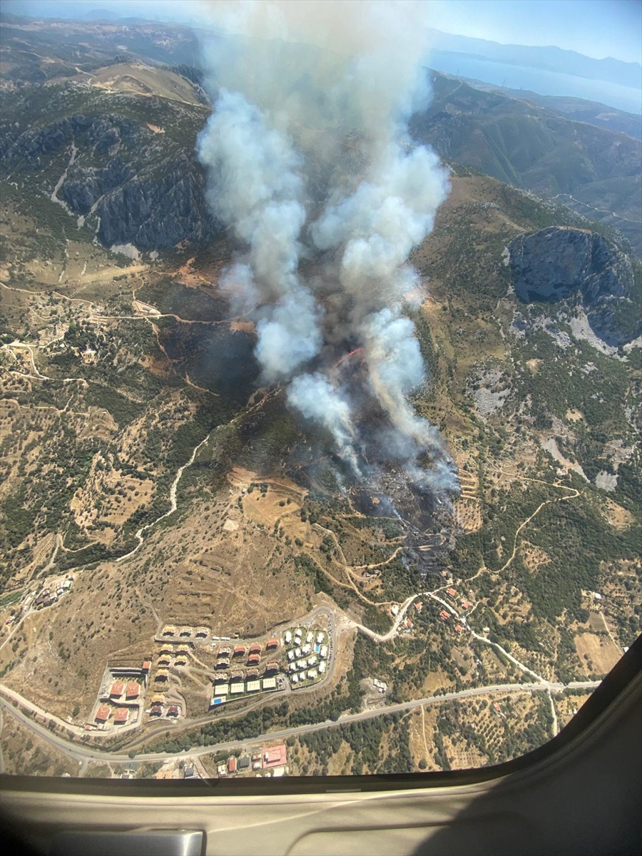 İzmir'in Karaburun ilçesinde orman yangını çıktı