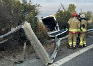 DÜZCE (AA) – Anadolu Otoyolu'nun Düzce kesiminde hafif ticari aracın