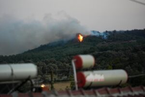 İZMİR (AA) – İzmir'in Urla ilçesinde çıkan orman yangınına havadan